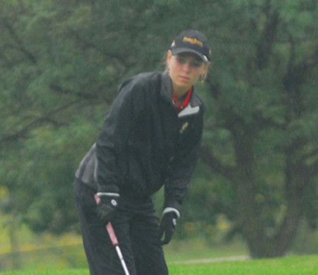 Golf, Golf, Golf: Jacqueline DeBoer, freshman, lines up a putt at the Tom Kirinovic Classic where she was a top-placed finisher. The Bulldogs competed in the Michigan State University tournament on Sept. 25-26 where they finished last out of ten Division 1 colleges. Photo Courtesy of Ferris State Athletics Golf, Golf, Golf: Jacqueline DeBoer, freshman, lines up a putt at the Tom Kirinovic Classic where she was a top-placed finisher. The Bulldogs competed in the Michigan State University tournament on Sept. 25-26 where they finished last out of ten Division 1 colleges. Photo Courtesy of Ferris State Athletics